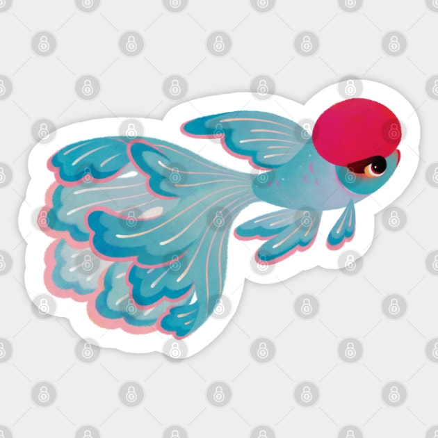 Red cap oranda Sticker by pikaole